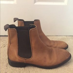 Authentic tan leather chelsea booties